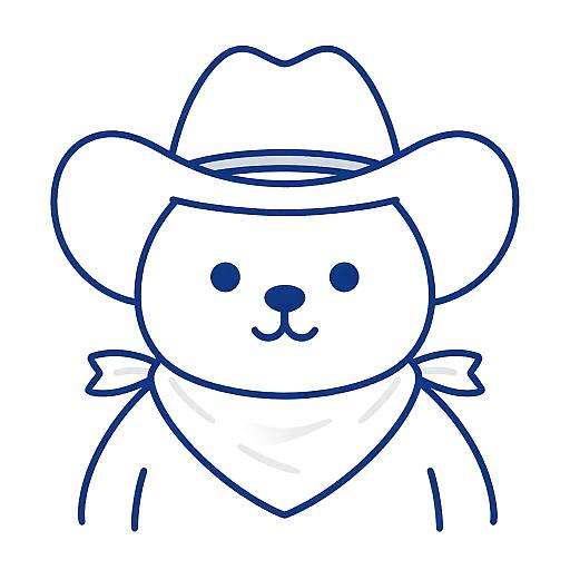 Pastel Cartoon Bear Cowboy Art