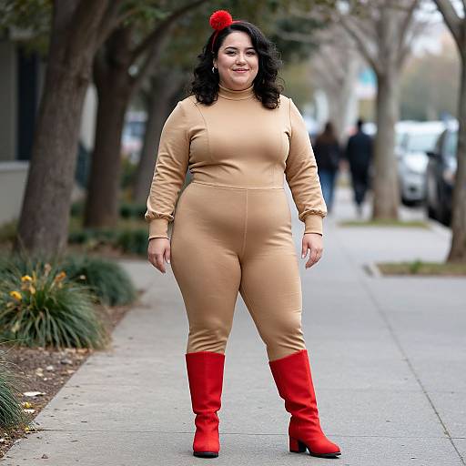 Chubby Woman in Stylish Jumpsuit