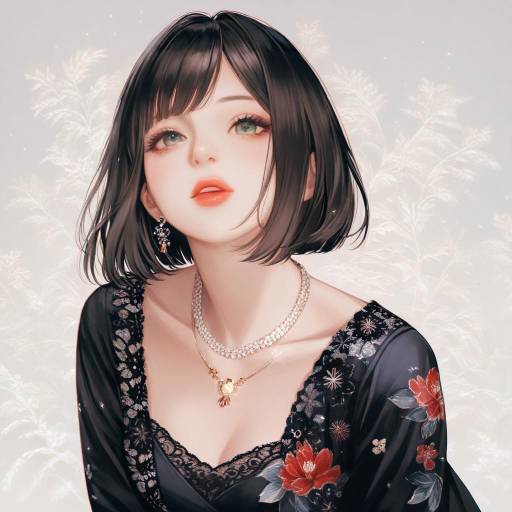 Elegant young woman with short black hair
