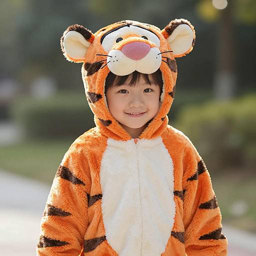 Playful Boy in Adorable Tiger Costume