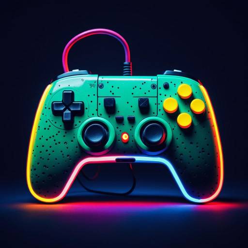 Retro Video Game Controller with Neon Lighting