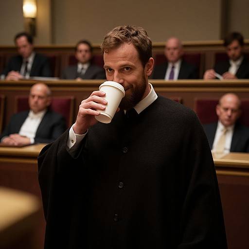 Roman Emperor Enjoying Coffee in Senate