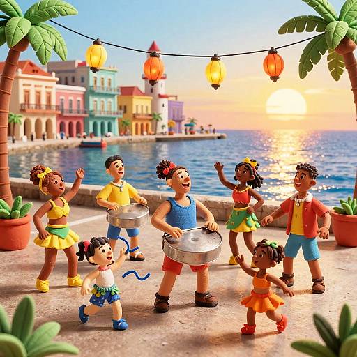Havana Golden-Hour Steel Pan Claymation