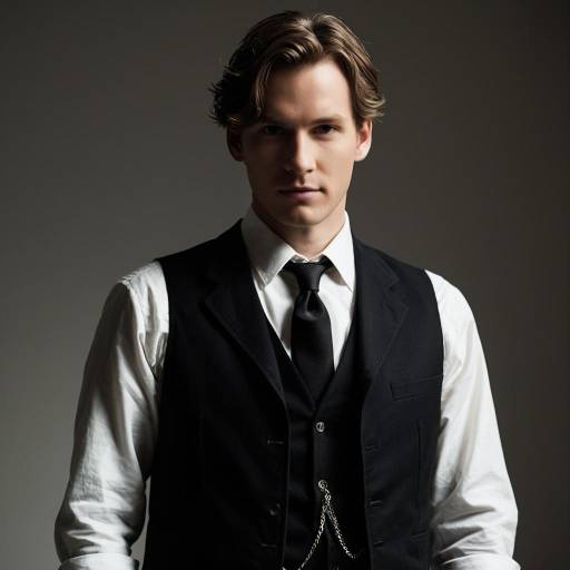 Man in Tailored Black Vest and Tie