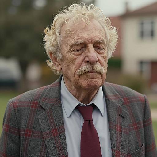 Elderly Man in Plaid Suit Portrait