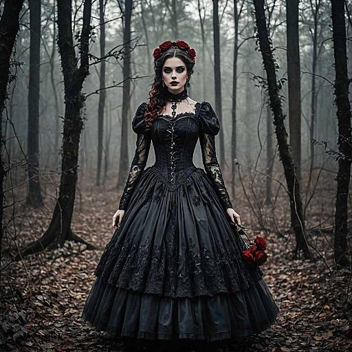 Gothic Victorian Woman in Dark Forest