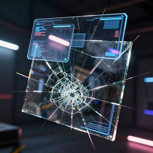 Futuristic Cracked Holographic Mirror