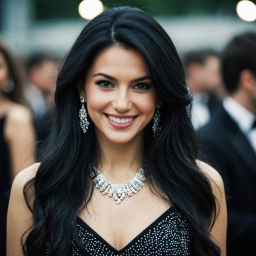 Elegant Woman in Black Dress with Jewelry