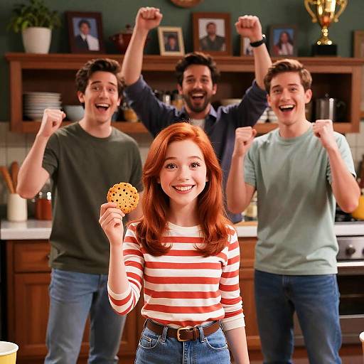 Cheerful Kitchen Celebration with Friends