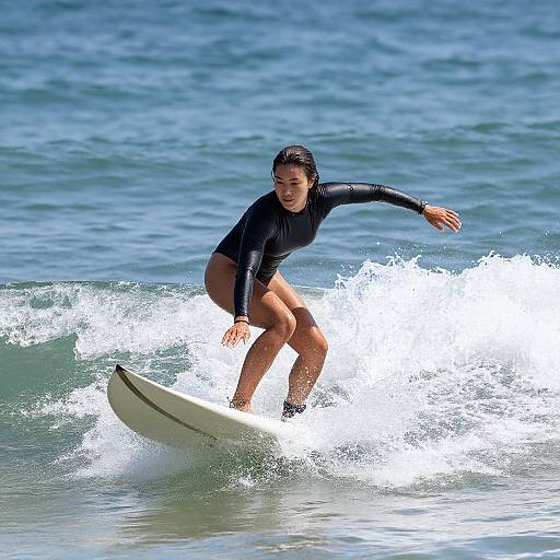 Woman Surfing on Ocean Waves