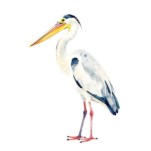 Watercolor Illustration of White Heron
