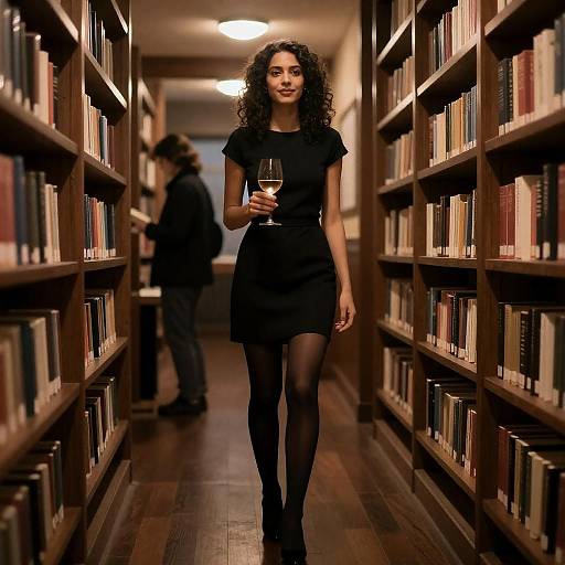 Woman in Black Dress Holding Wine