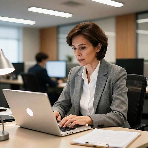 Focused Middle-Aged Woman in Office