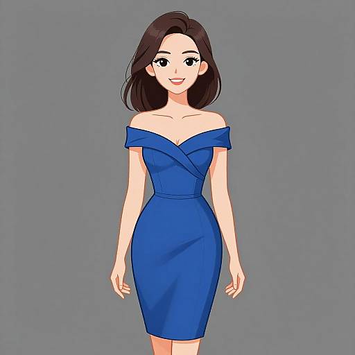 Elegant Woman in Cobalt Blue Dress