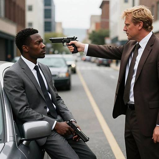 Two Men in Urban Gun Confrontation