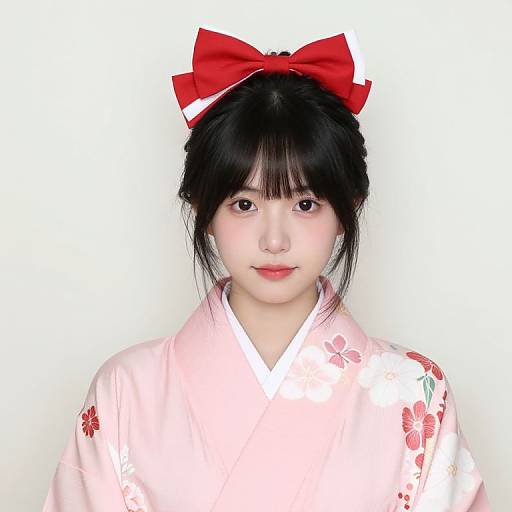 Asian Girl in Floral Kimono