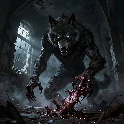 Grotesque Werewolf in Abandoned Asylum