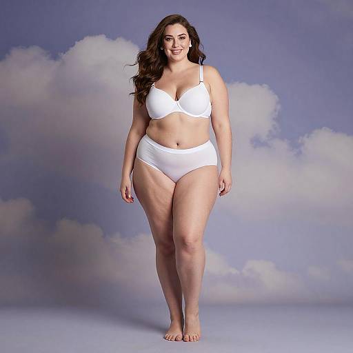 Plus-Size Woman in White Lingerie