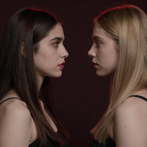 Dramatic Portrait of Two Women in Profile