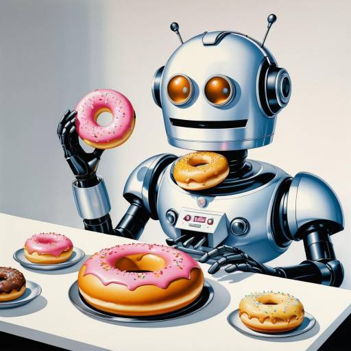 Retro Robot Eating Donuts