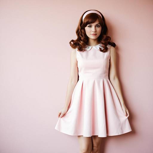 Woman in Pastel Pink 60s Style Dress