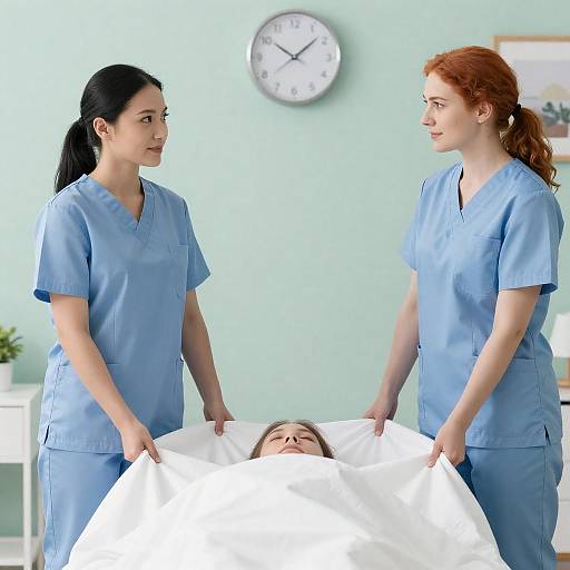 Nurses in Scrubs Revealing Patient