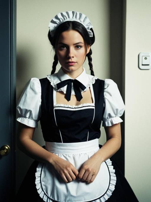 Woman in Lockable Maid Costume