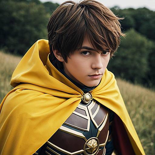 Anime Male Hero in Yellow Cape