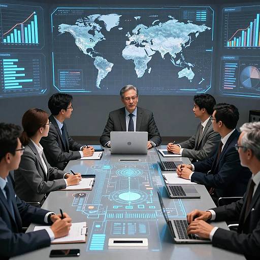 Intense High-Tech Boardroom Strategy