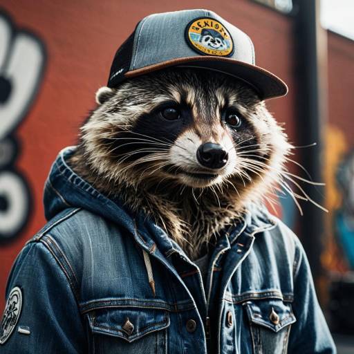 Confident Raccoon in Trucker Hat