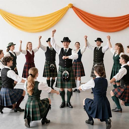 Joyful Scottish Dance with Traditional Attire
