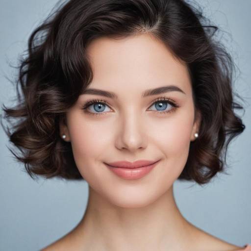 Portrait of Smiling Young Woman with Curly Hair