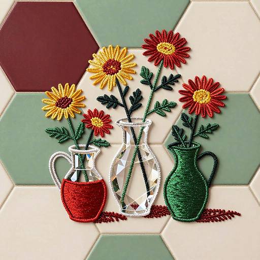 Vibrant Chrysanthemum Embroidery Design