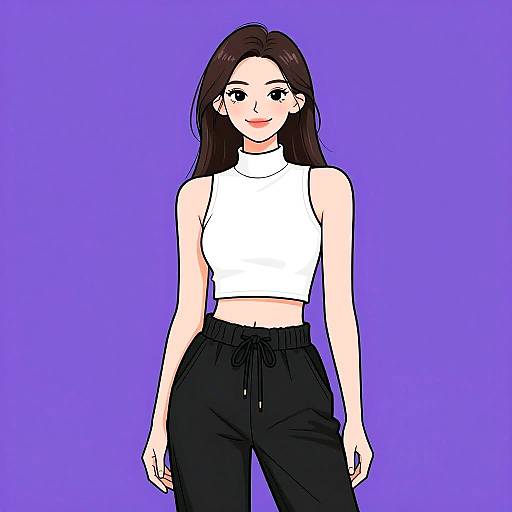 Smiling Woman in Minimalist Outfit