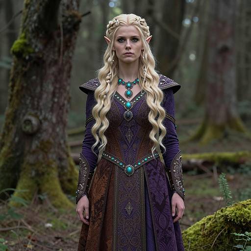 Fantasy Elf Woman in Medieval Dress