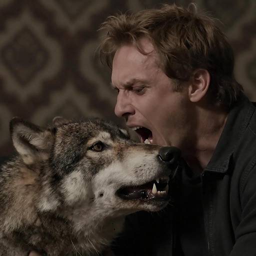 Man Being Bitten by Wolf-Like Creature