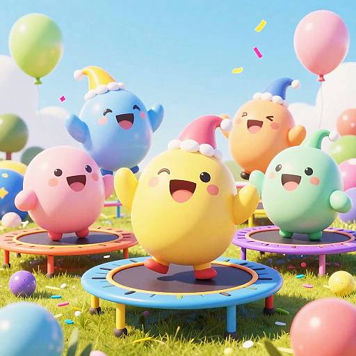 Vibrant Playful Space Critters Scene