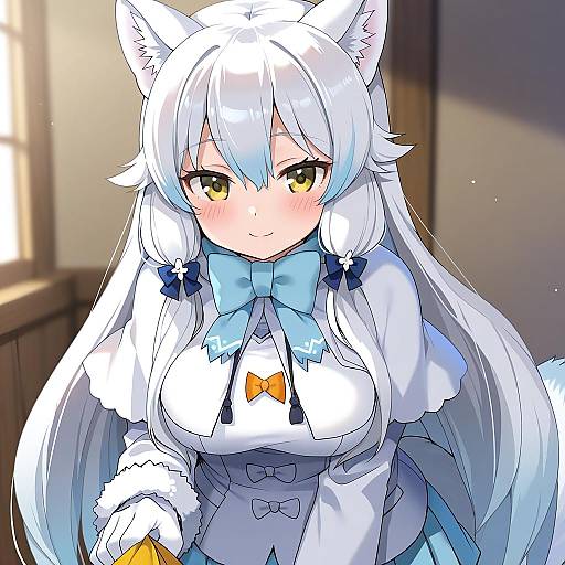 Illustration of Arctic fox (kemono friends), kemono friends in the style of Kurot