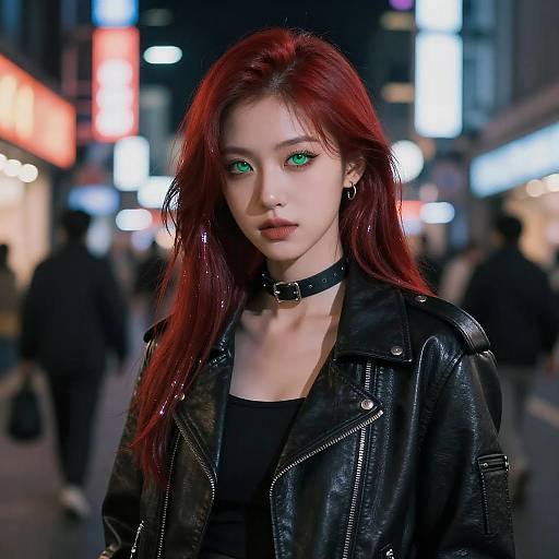 Cyberpunk Girl with Neon Hair