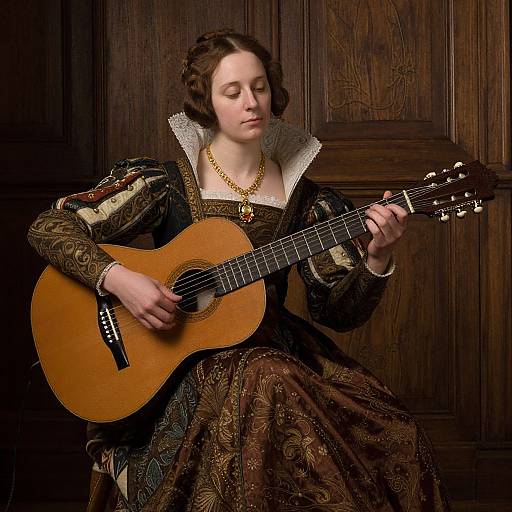 Renaissance Woman Playing Acoustic Guitar