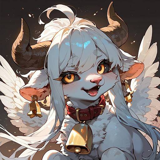 Fluffy Furry Icon with Feathered Wings