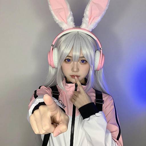 Young Woman with Bunny Ear Headset