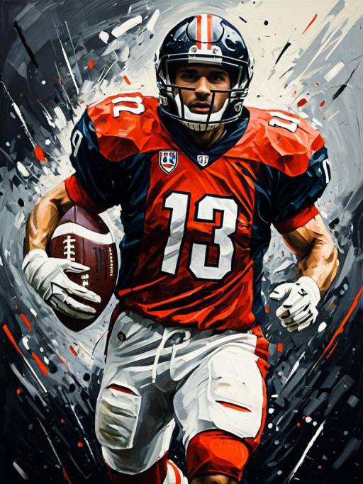 Dynamic Oil Painting of Football Player