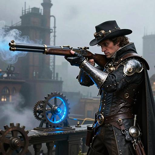Steampunk Gunslinger with Ornate Rifle