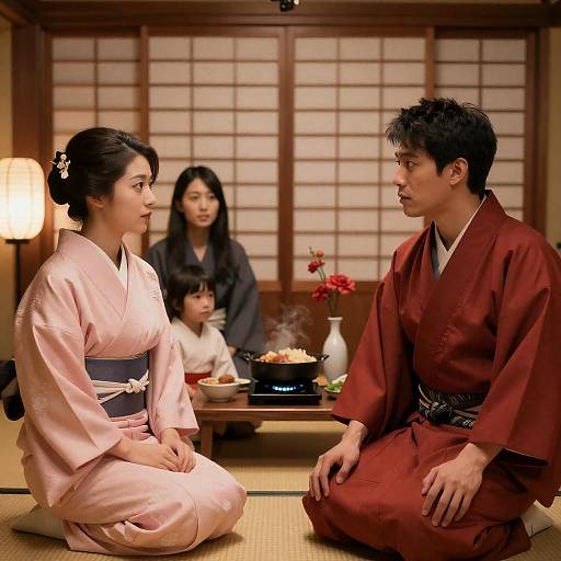 Traditional Japanese Gathering in Warm Ambiance