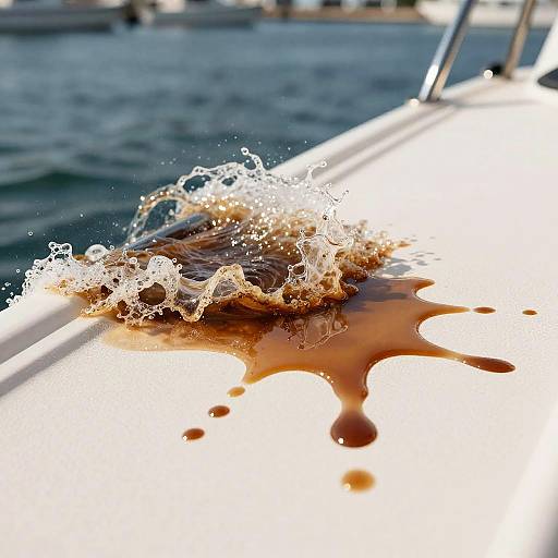 Realistic Water and Coffee Spill on Deck