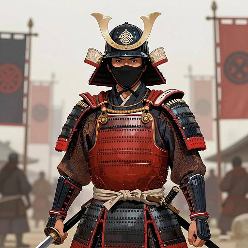 Dynamic Samurai in Intricate Armor