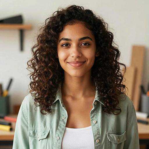 Young Woman in Cozy Workspace