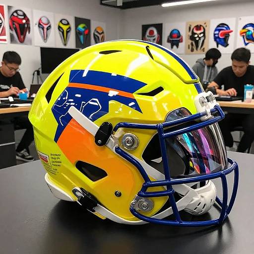 Vibrant Futuristic Football Helmet Design