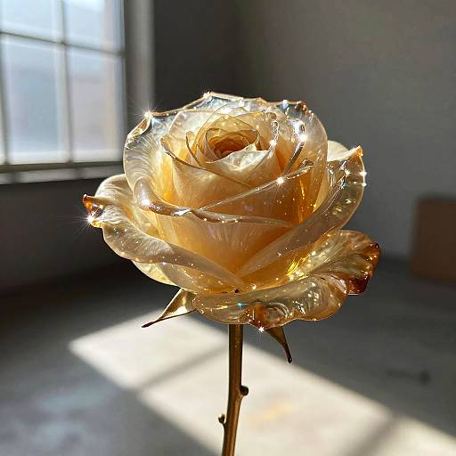 Macro Photoreal Citrine Rose Sculpture